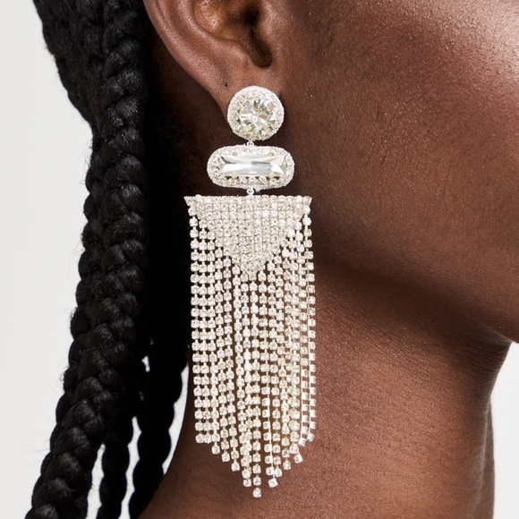 Deepa Gurnani Deepa By Deepa Gurnani Anvi Earrings with Crystalline Fringe NWT - Picture 1 of 4